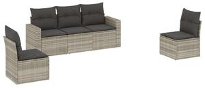 VidaXL Polyrattan Kerti Ülőgarnitúra - 5 részes, Világosszürke