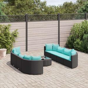 VidaXL Polyrattan Kerti Ülőgarnitúra - 9 részes - Fekete