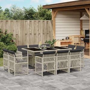 VidaXL 11 részes világosszürke polyrattan kerti ülőgarnitúra párnákkal