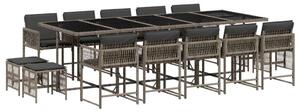 VidaXL Kerti Étkezőgarnitúra - Polyrattan - 15 részes - Szürke