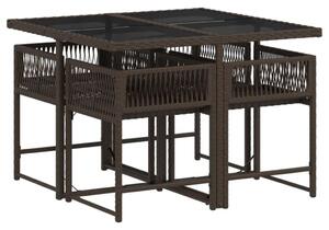 VidaXL 5 részes Kerti Étkezőgarnitúra - Barna Polyrattan