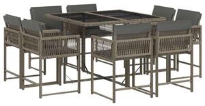 VidaXL Polyrattan Kerti Étkezőgarnitúra - 9 részes - Szürke