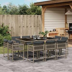 VidaXL 11 részes szürke polyrattan kerti ülőgarnitúra párnákkal