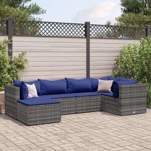 Polyrattan Kerti Ülőgarnitúra - 6 részes - Szürke