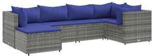 Polyrattan Kerti Ülőgarnitúra - 6 részes - Szürke