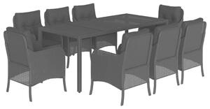 VidaXL - 9 Részes Kerti Étkezőgarnitúra - Polyrattan - Fekete