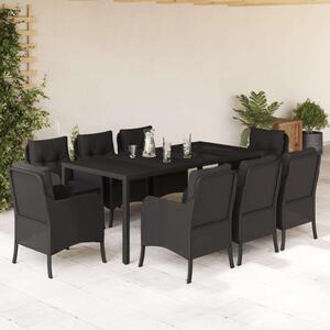 VidaXL - 9 Részes Kerti Étkezőgarnitúra - Polyrattan - Fekete