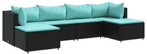 VidaXL Polyrattan Kerti Ülőgarnitúra - 6 részes - Fekete