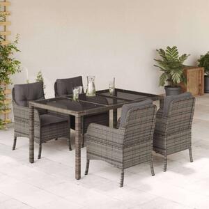 VidaXL Polyrattan Kerti Étkezőgarnitúra - 5 részes, Szürke