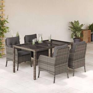VidaXL Polyrattan Kerti Étkezőgarnitúra - 5 részes, Szürke