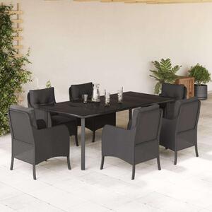 VidaXL Polyrattan Kerti Étkezőgarnitúra - 7 részes - Fekete