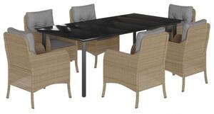 VidaXL Polyrattan Kerti Étkezőgarnitúra - 7 részes - Bézs