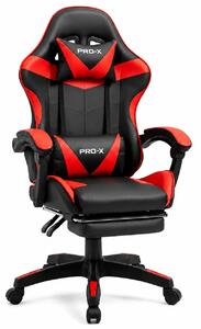 GOBORELAX Gamer szék masszázs funkció, lábtartó - fekete-piros