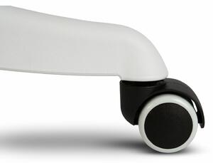 Ergonómiai, állítható, forgó irodai szék, lehajtható karfákkal, fehér-kék, 150 kg teherbírás