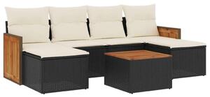 VidaXL Polyrattan Kerti Ülőgarnitúra - 7 részes - Fekete