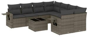 VidaXL Polyrattan Kerti Ülőgarnitúra - 9 részes - Szürke