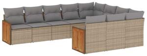 VidaXL Polyrattan Kerti Ülőgarnitúra - 10 részes - Bézs