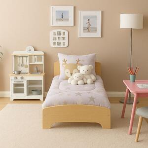 GINGER HOME Fa Gyerekágy Leesésgátlóval és Ágyráccsal – Montessori Gyerekágy 140x70 cm Gyerekeknek