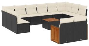 VidaXL Polyrattan Kerti Ülőgarnitúra - 13 részes - Fekete