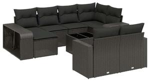 VidaXL Polyrattan Kerti Ülőgarnitúra - 11 részes - Fekete