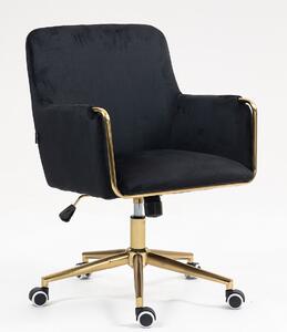 HR4318K Fekete modern velúr szék arany lábbal