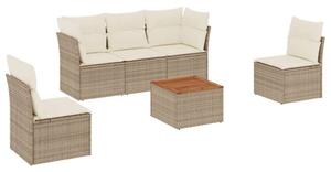 VidaXL Polyrattan Kerti Ülőgarnitúra - 6 részes - Bézs
