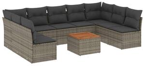 VidaXL Polyrattan Kerti Ülőgarnitúra - 10 részes - Szürke