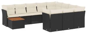 VidaXL Polyrattan Kerti Ülőgarnitúra - 11 részes - Fekete