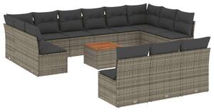 VidaXL Polyrattan Kerti Ülőgarnitúra - 14 részes - Szürke