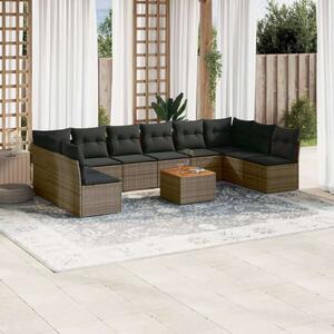 VidaXL Polyrattan Kerti Ülőgarnitúra - 11 részes - Szürke