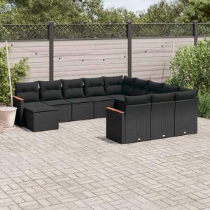 VidaXL Polyrattan Kerti Ülőgarnitúra - 12 részes - Fekete