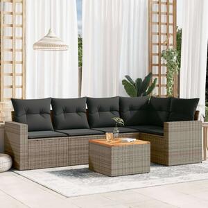 VidaXL Polyrattan Kerti Ülőgarnitúra - 6 részes - Szürke