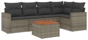 VidaXL Polyrattan Kerti Ülőgarnitúra - 6 részes - Szürke