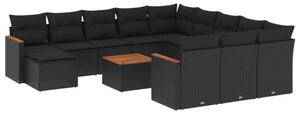VidaXL Polyrattan Kerti Ülőgarnitúra - 13 részes - Fekete