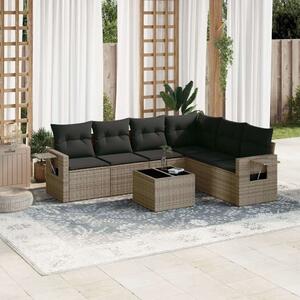 VidaXL Polyrattan Kerti Ülőgarnitúra - 7 részes - Szürke