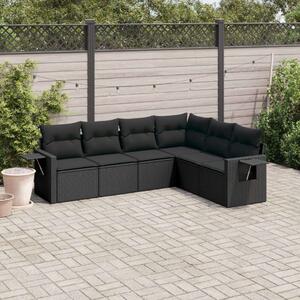 Polyrattan Kerti Ülőgarnitúra - 6 személyes - Fekete