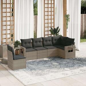 VidaXL Polyrattan Kerti Ülőgarnitúra - 6 Részes - Szürke