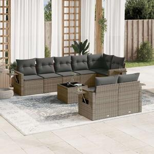 VidaXL Polyrattan Kerti Ülőgarnitúra - 9 részes - Szürke
