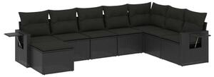 Polyrattan Kerti Ülőgarnitúra - 8 részes - Fekete