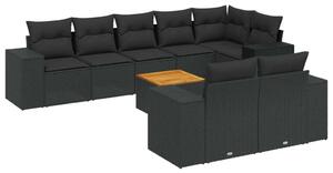 VidaXL 9 részes Kerti Ülőgarnitúra - Fekete Polyrattan