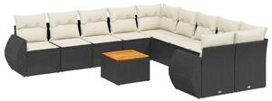 VidaXL Polyrattan Kerti Ülőgarnitúra - 11 részes - Fekete