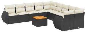 VidaXL Polyrattan Kerti Ülőgarnitúra - 11 részes - Fekete