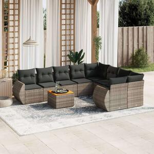 VidaXL Polyrattan Kerti Ülőgarnitúra - 9 részes - Szürke
