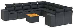VidaXL Polyrattan Kerti Ülőgarnitúra - 11 részes - Fekete