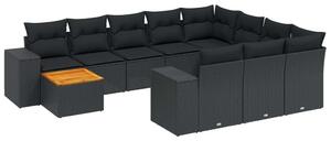 VidaXL Polyrattan Kerti Ülőgarnitúra - 11 részes - Fekete