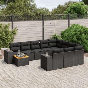 VidaXL Polyrattan Kerti Ülőgarnitúra - 11 részes - Fekete