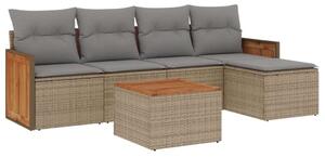 VidaXL Polyrattan Kerti Ülőgarnitúra - 6 részes, Bézs