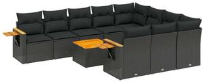 VidaXL Polyrattan Kerti Ülőgarnitúra - 11 részes - Fekete