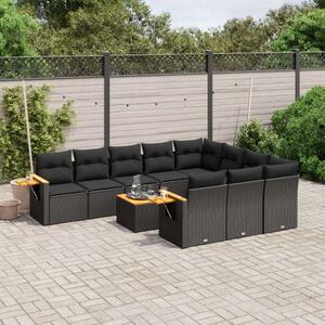 VidaXL Polyrattan Kerti Ülőgarnitúra - 11 részes - Fekete