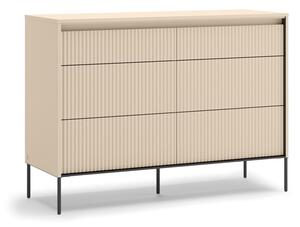 Komód Lorfera 104, Közepes sűrűségű farostlemez, Laminált forgácslap, 63x130x47cm, Bézs, Fekete